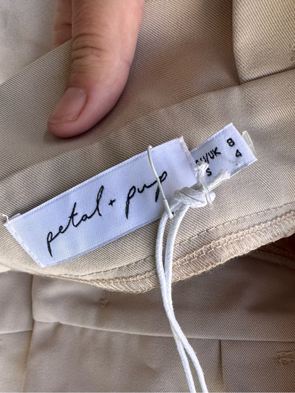 Petal & Pup High-Waist Wide Leg Tie-Waist Pants - Beige - Picture 5 of 5